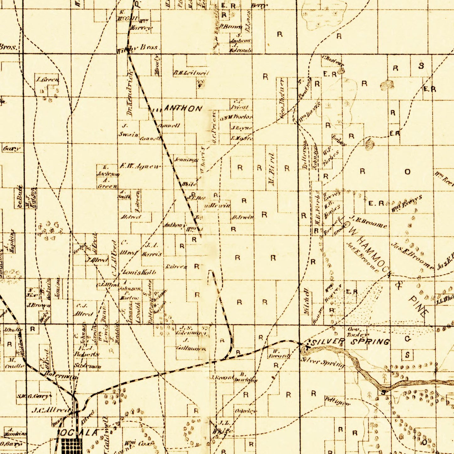 Vintage Map of Marion County, Florida, 1883