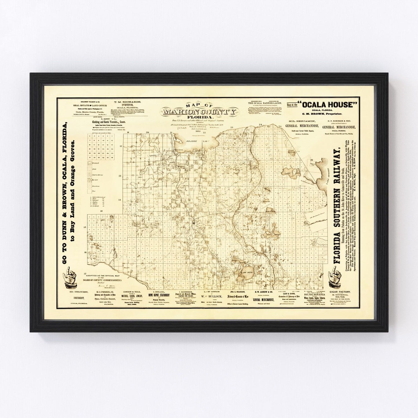 Vintage map of Marion County, Florida, 1883