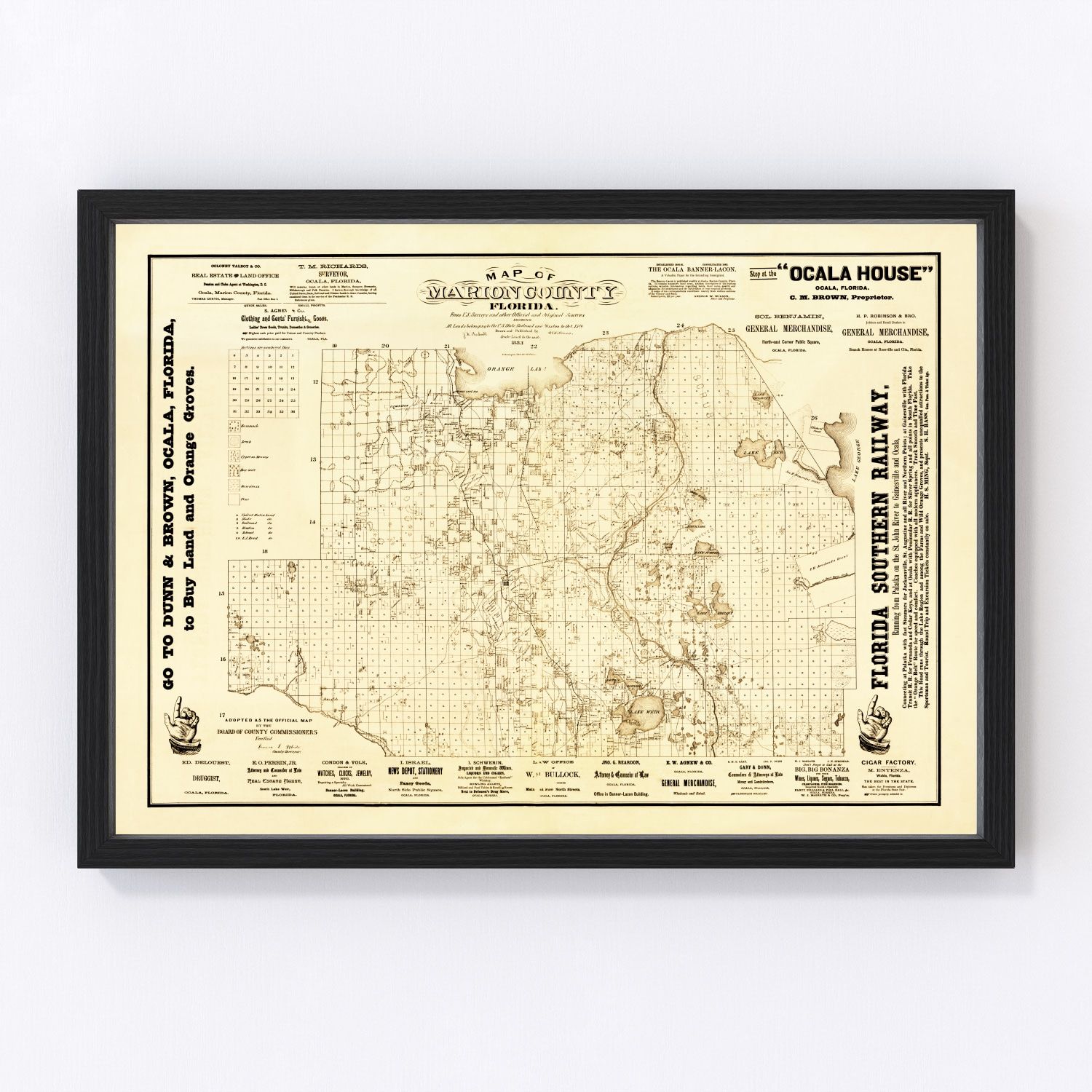 Vintage map of Marion County, Florida, 1883