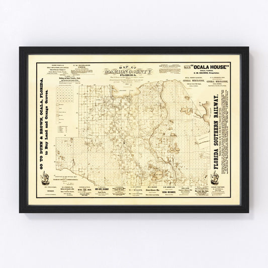 Vintage map of Marion County, Florida, 1883