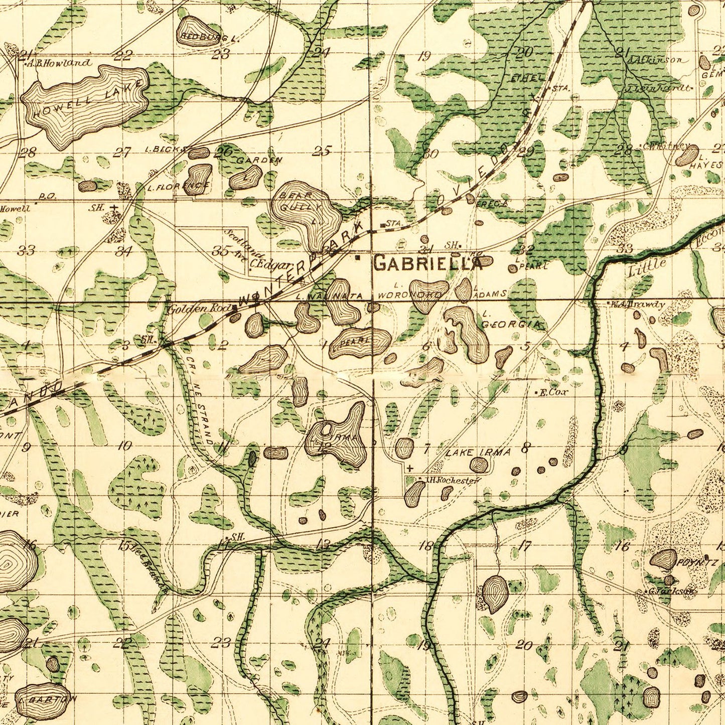 Vintage Map of Orange County, Florida, 1890