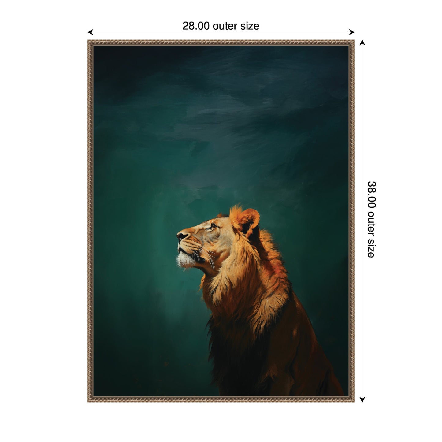 Lion on Tonal Blue Teal Abstract Framed Canvas Wall Art