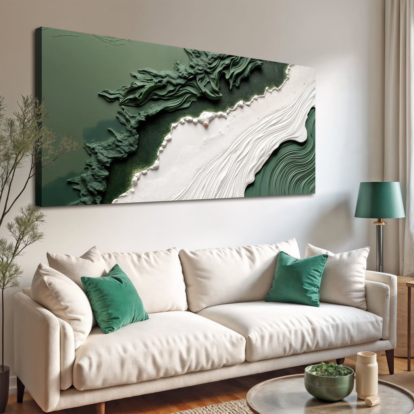 Green Rivers Abstract Canvas Wall Art VI