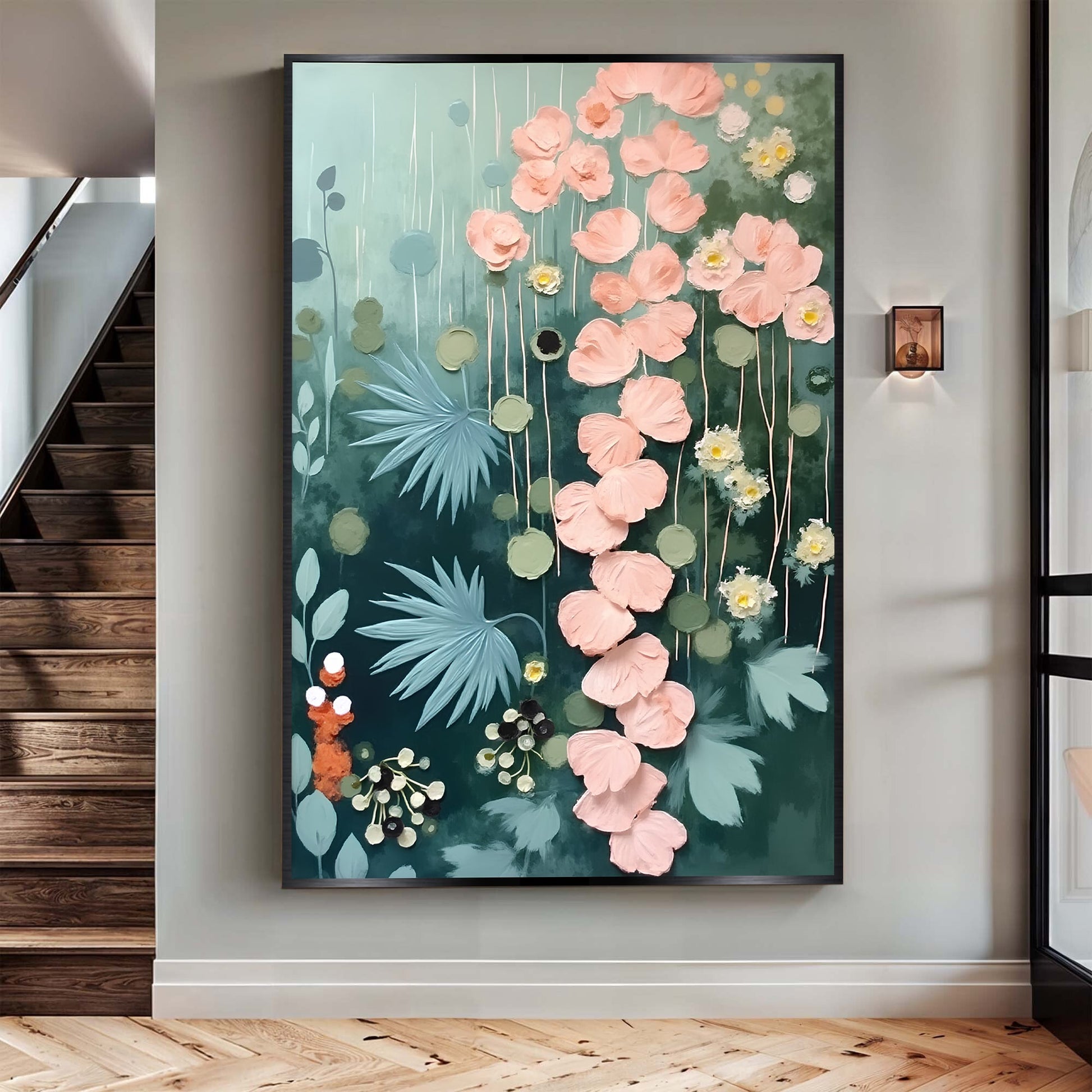 Secret Garden floral canvas wall art II with lush layered botanicals and deep garden-inspired design