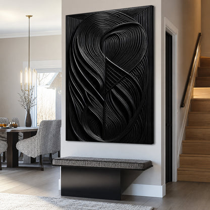 Black Looping Curves canvas shown in a styled room setting, view 4