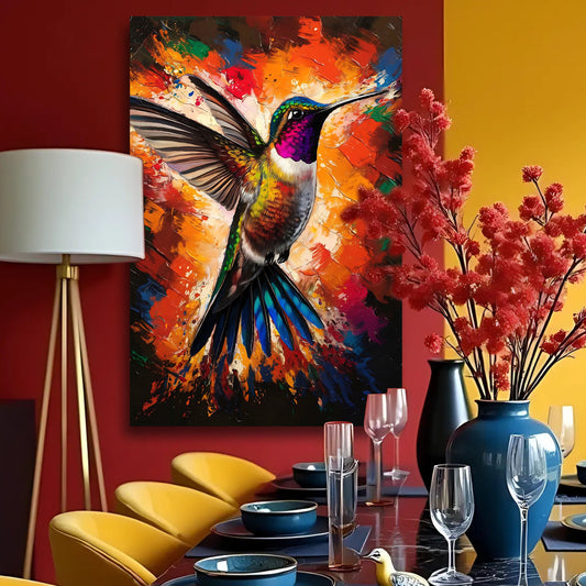 Hummingbird Abstract Canvas Wall Art