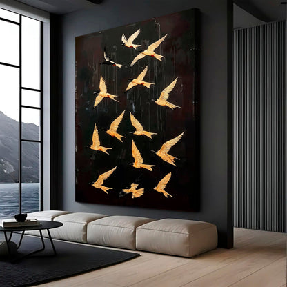 Abstract Flying Swallow Canvas Wall Art