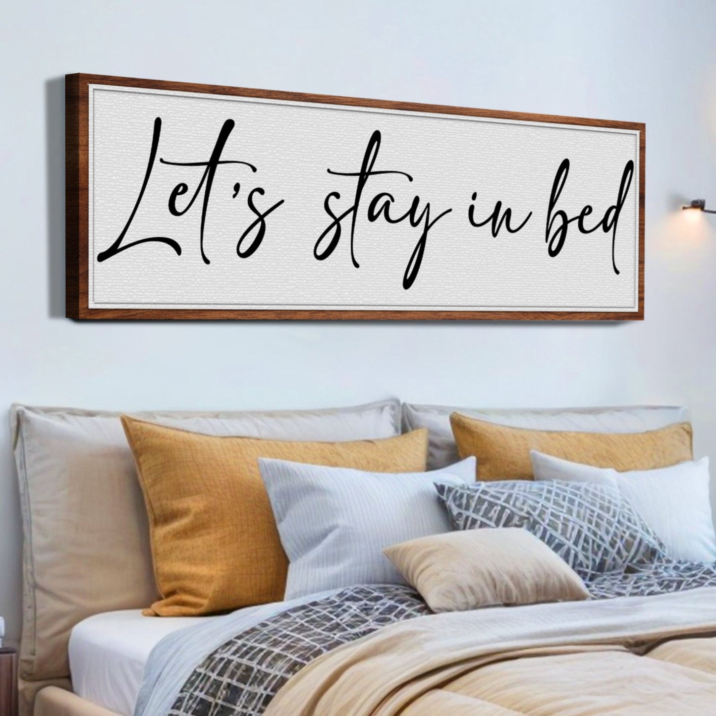 Let's Stay in Bed Bedroom Canvas Wall Art