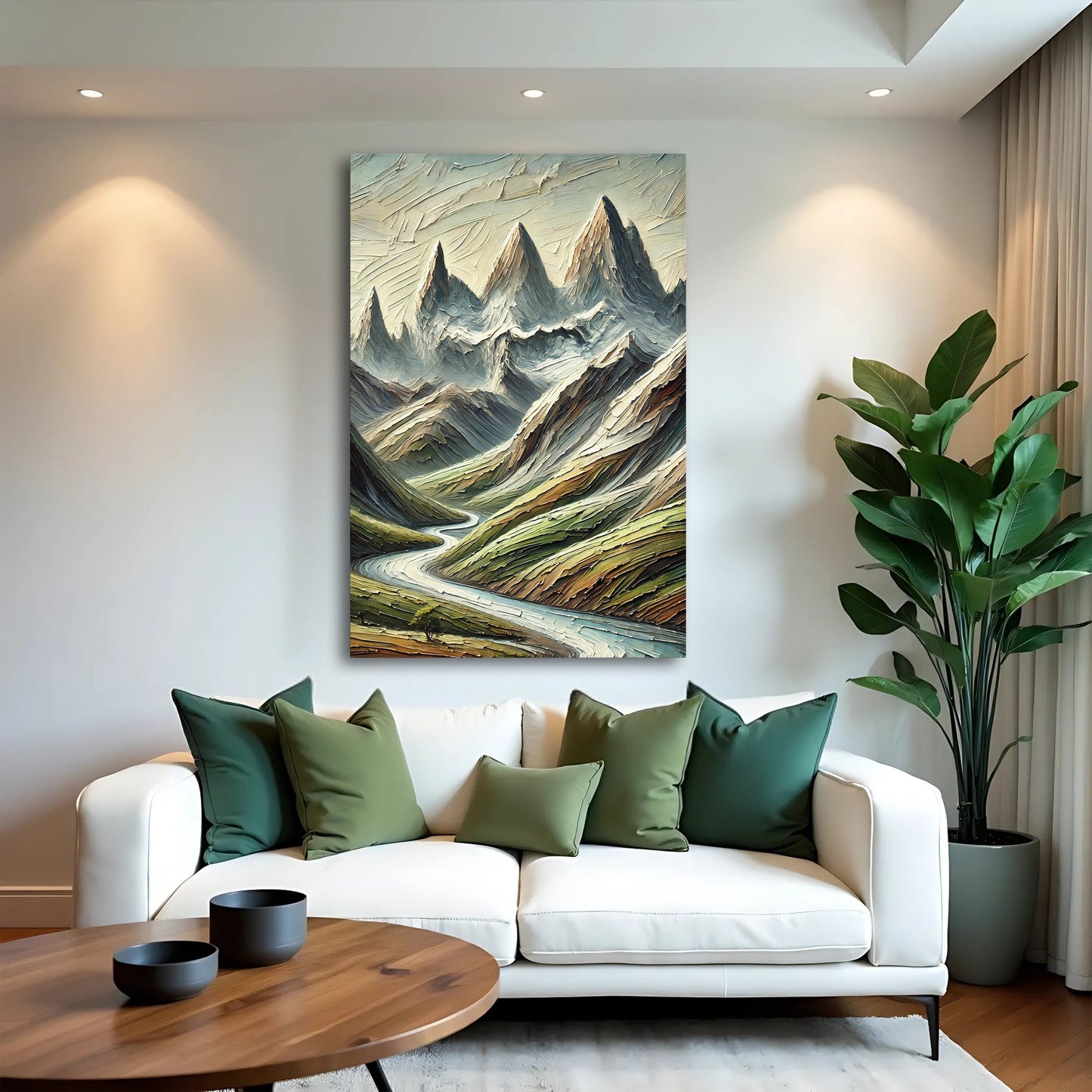 Abstract Mountain And River Landscape Canvas Wall Art II