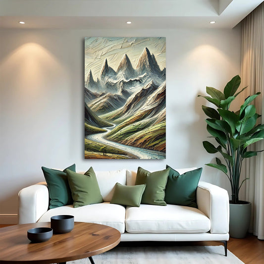 Abstract Mountain And River Landscape Canvas Wall Art II