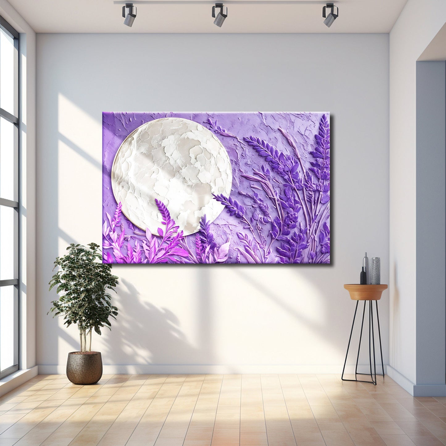 3D Lavender Moon Canvas Wall Art