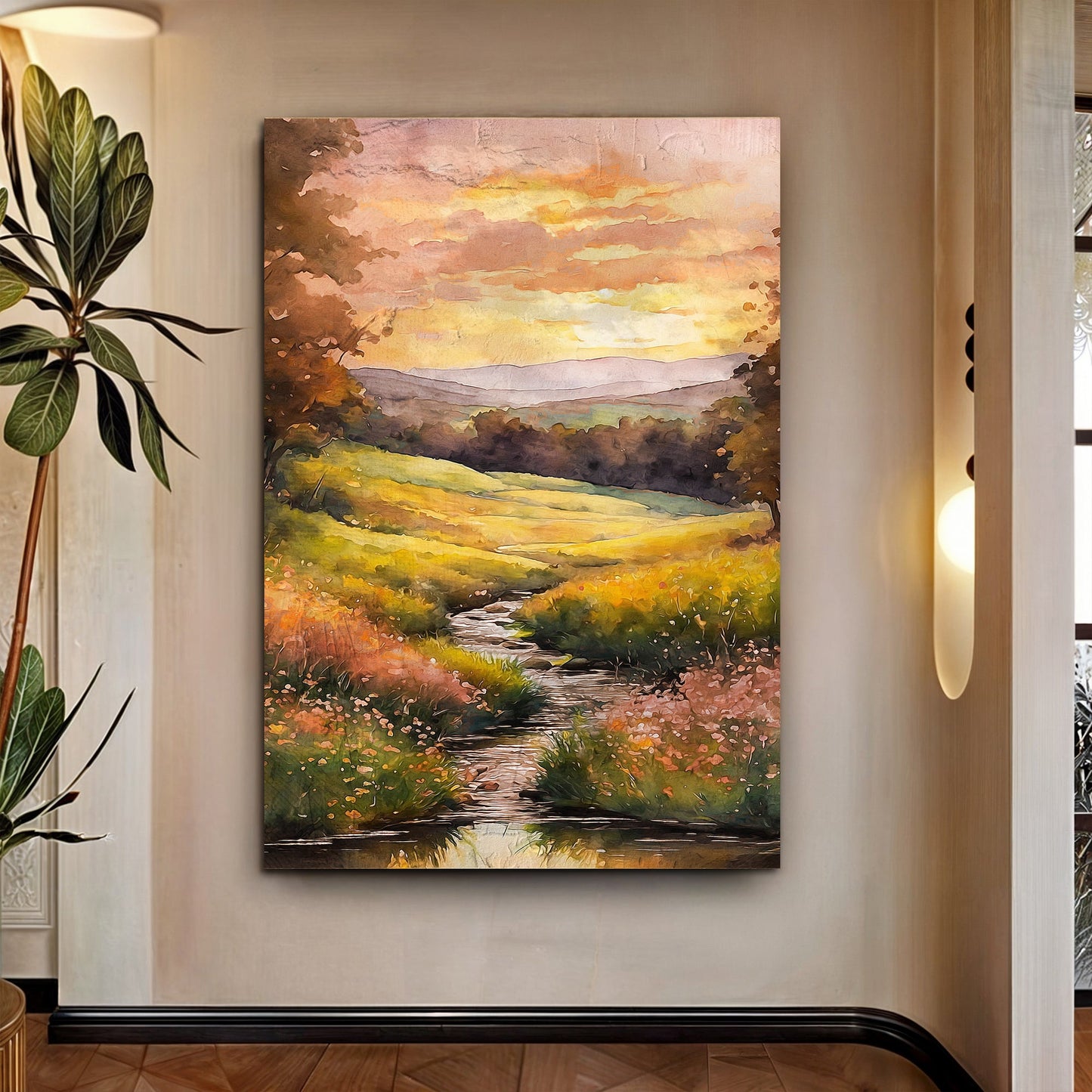Misty River Landscape Canvas Wall Art