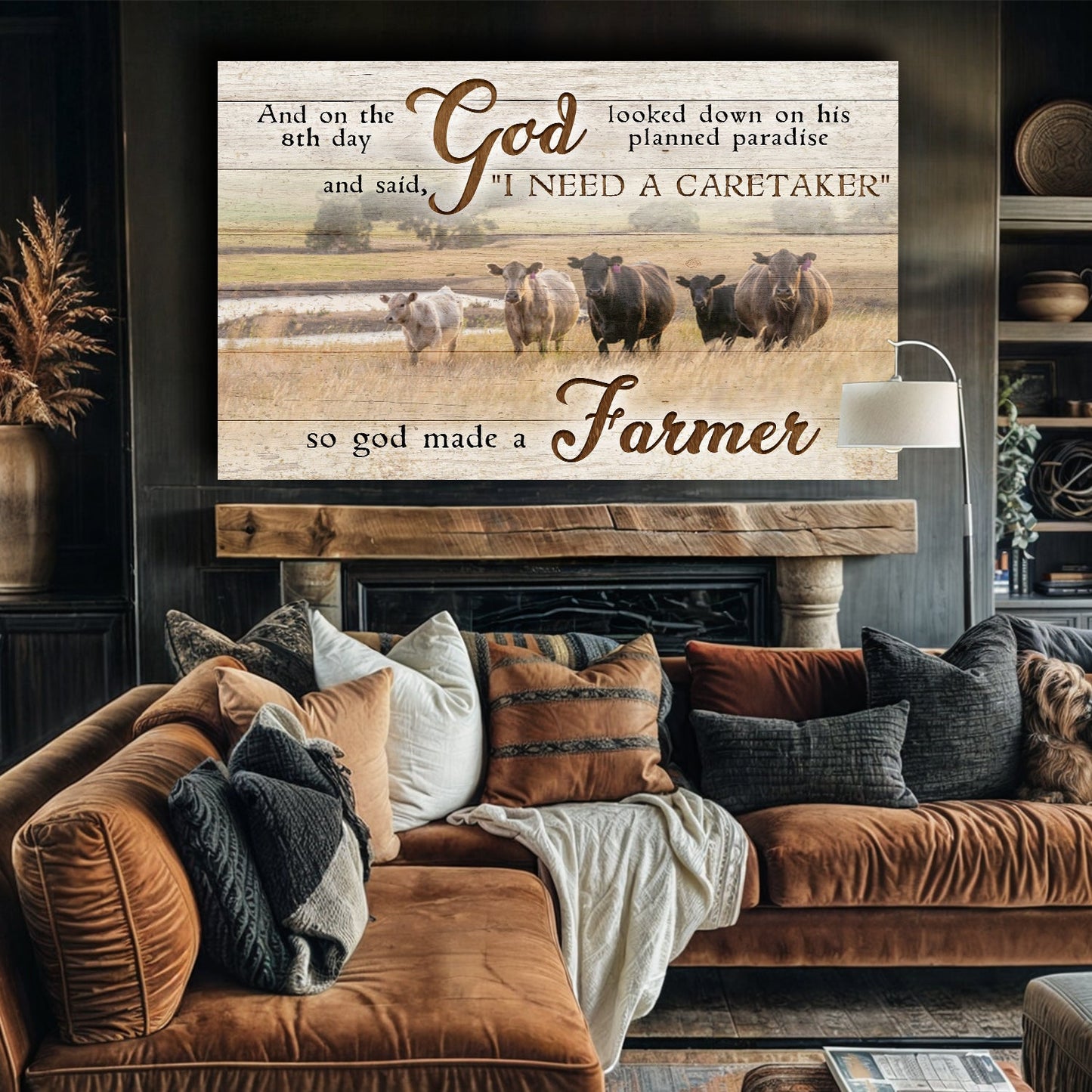 God Made a Farmer Canvas Faith Sign - Farm Wall Art