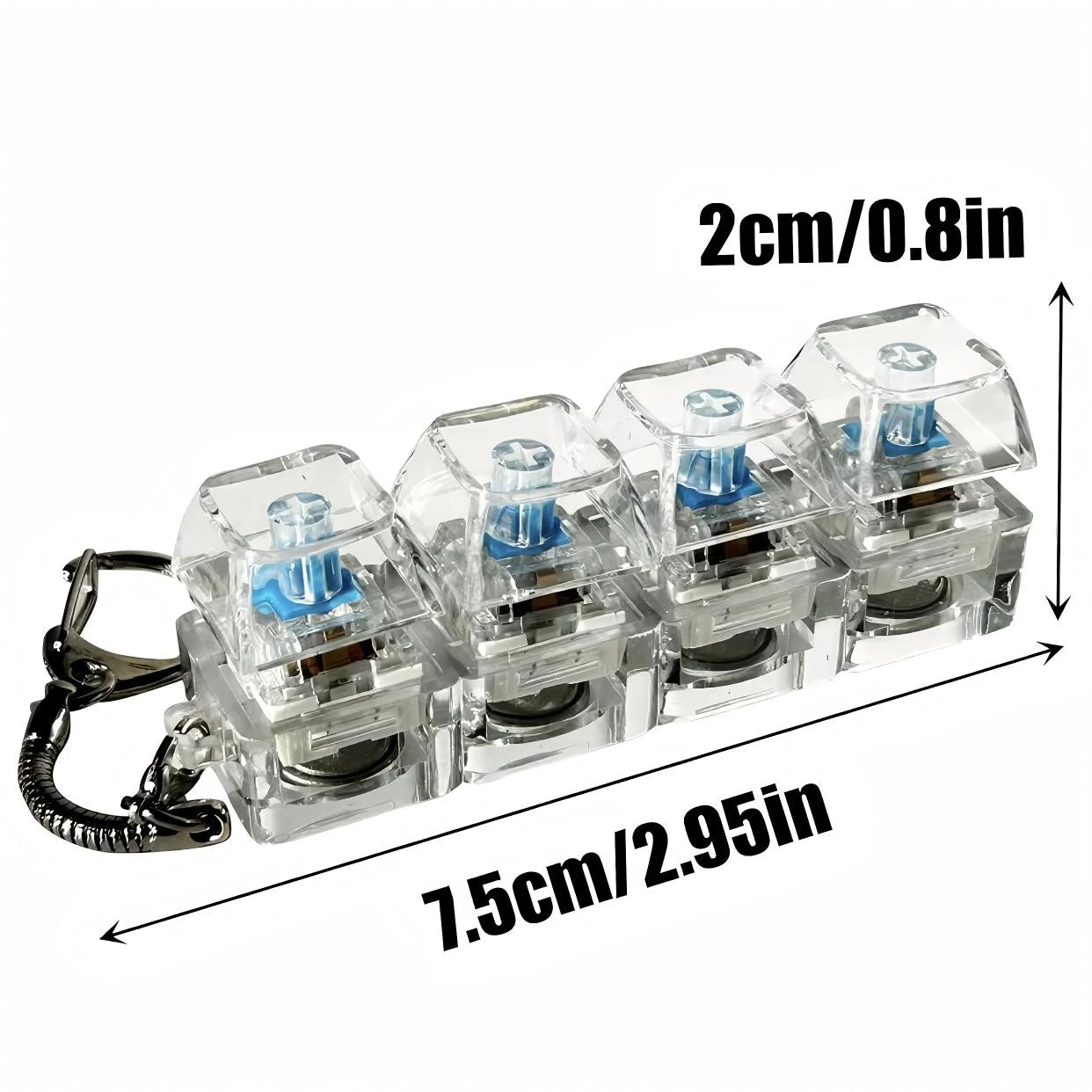 Transparent Fidget Keyboard Keychain – Instantly Relieve Stress with Every Click
