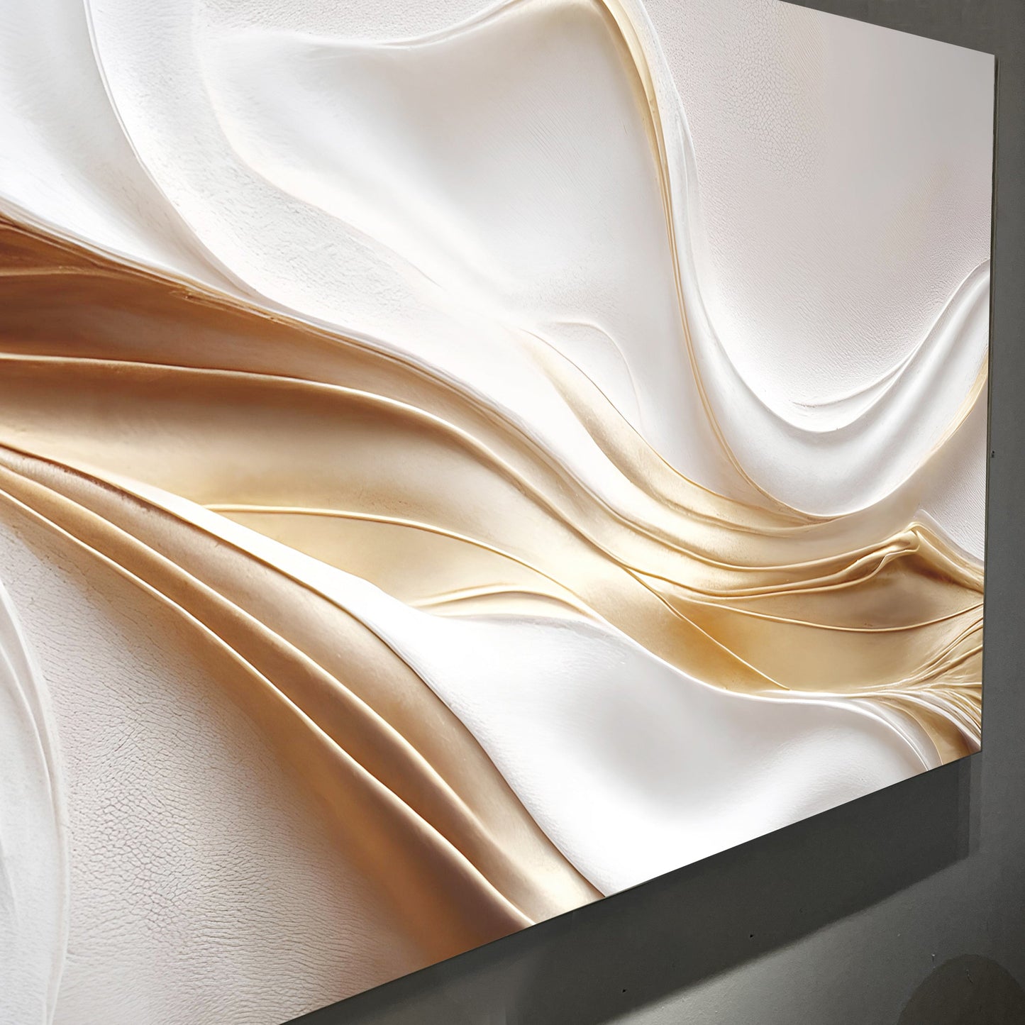 White and Gold Abstract Canvas Wall Art