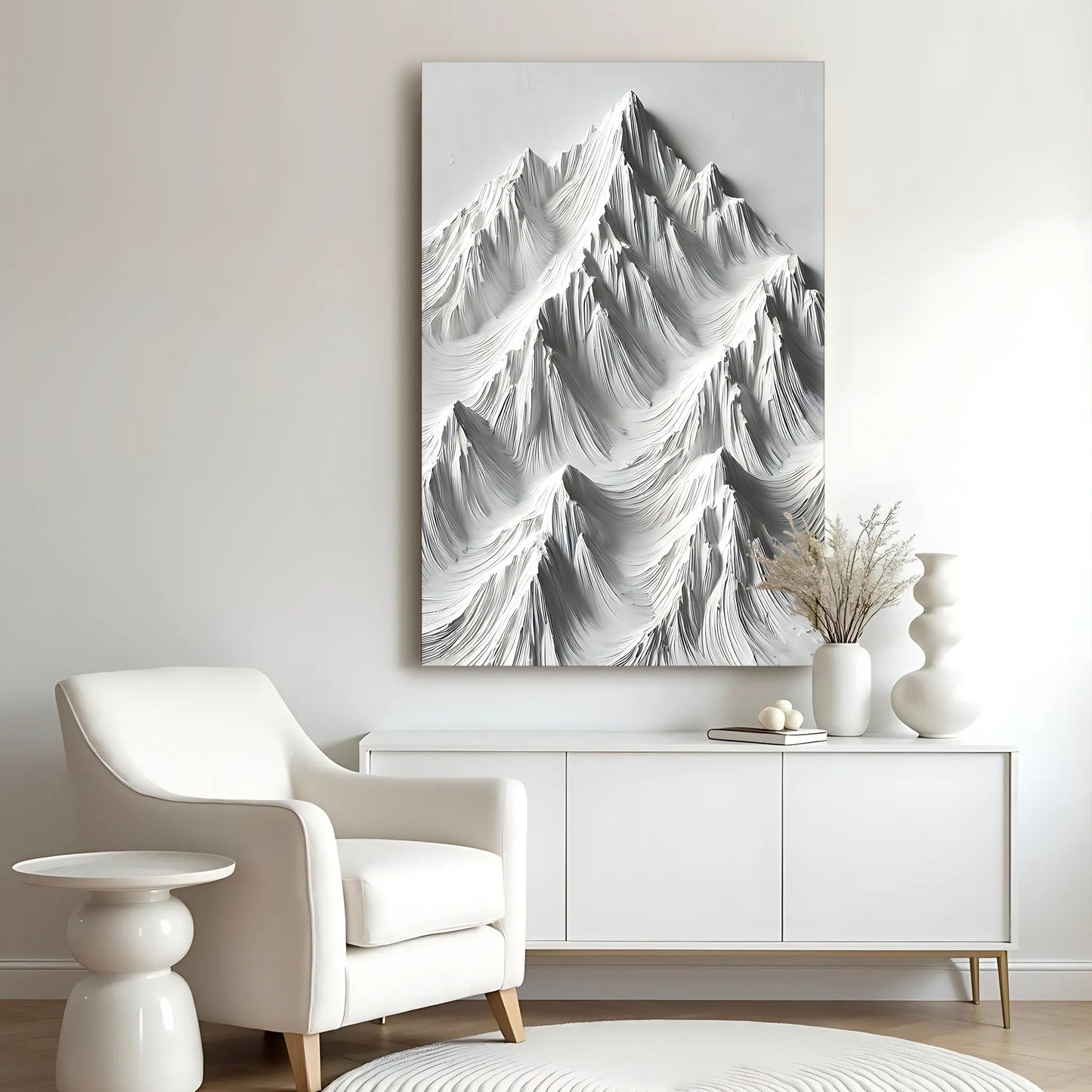 White Mountain Landscape Canvas Wall Art