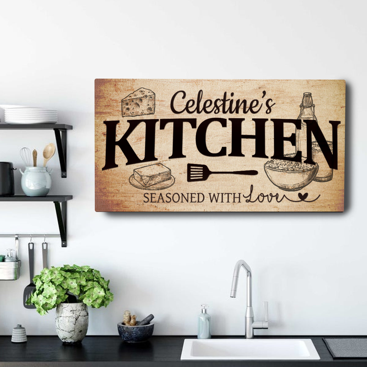 Personalized Kitchen Sign Canvas Wall Art