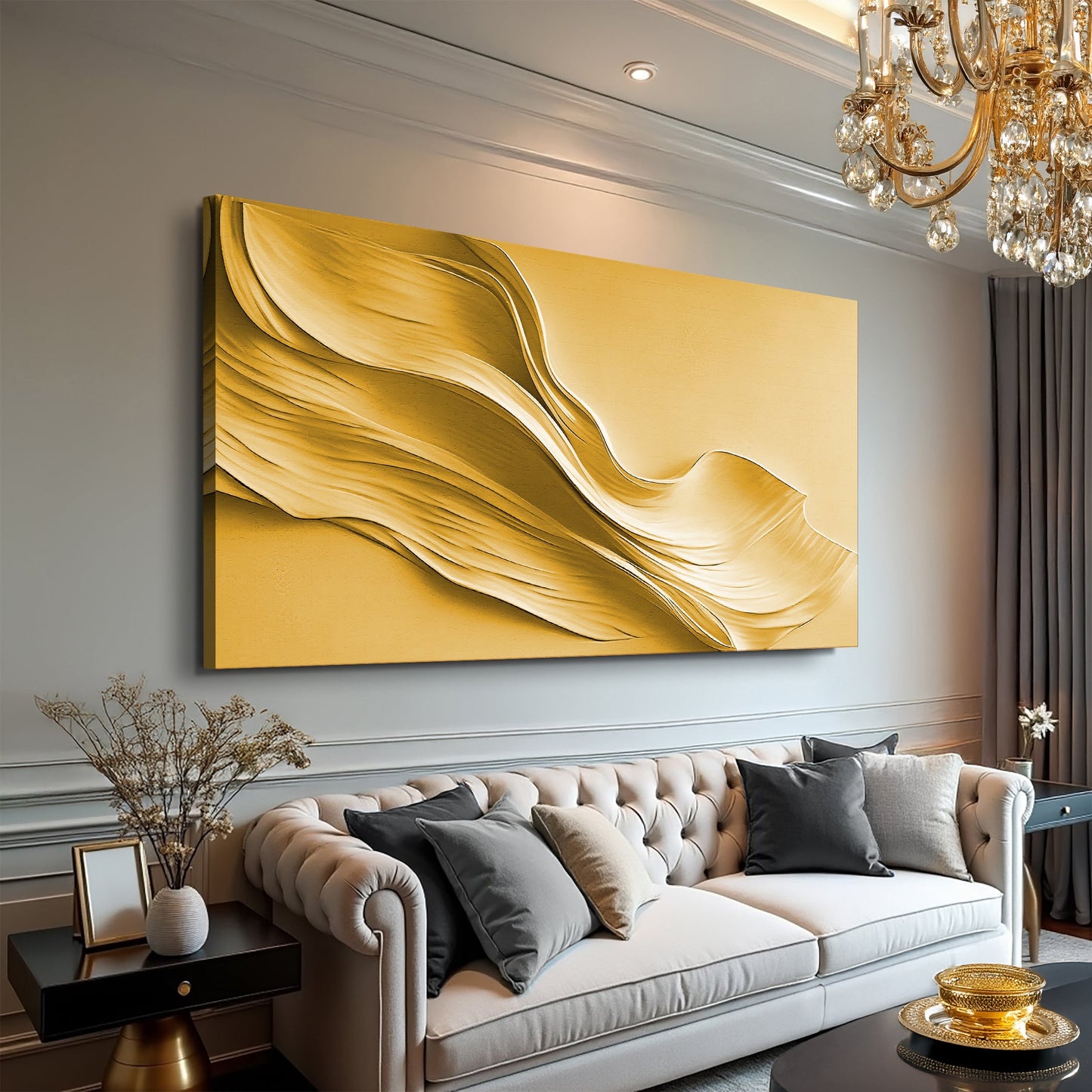 Gold Minimalist Canvas Wall Art - Abstract Gold Print
