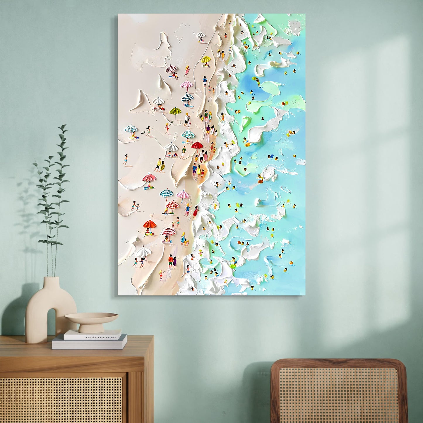Beachfront Painting Coastal Canvas Wall Art