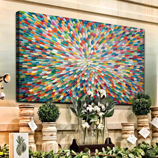 Radiant Bloom abstract canvas wall art with a warm glowing floral feel, ready to hang