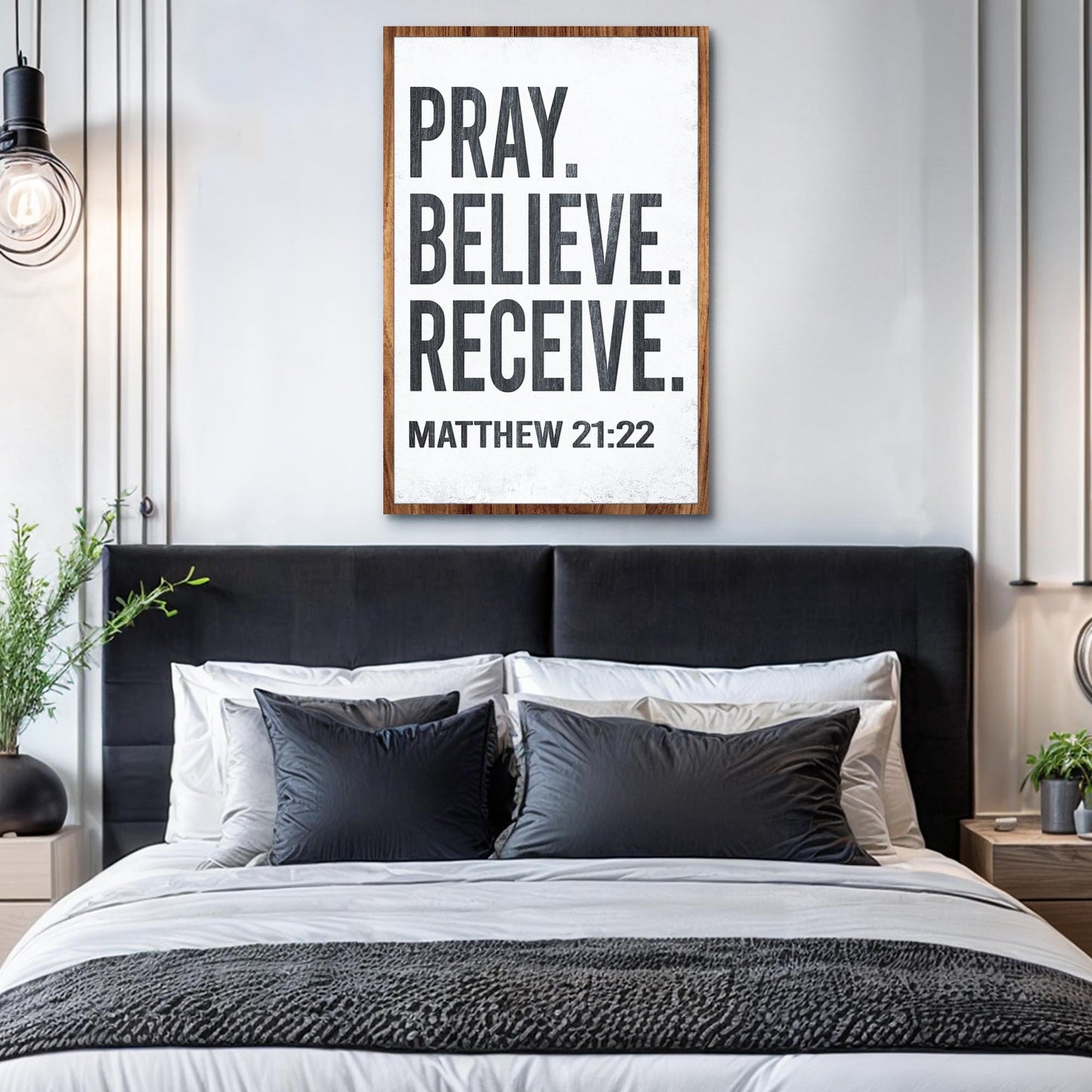 Matthew 21:22 Pray Believe Receive scripture canvas wall art — faith sign gallery wrapped