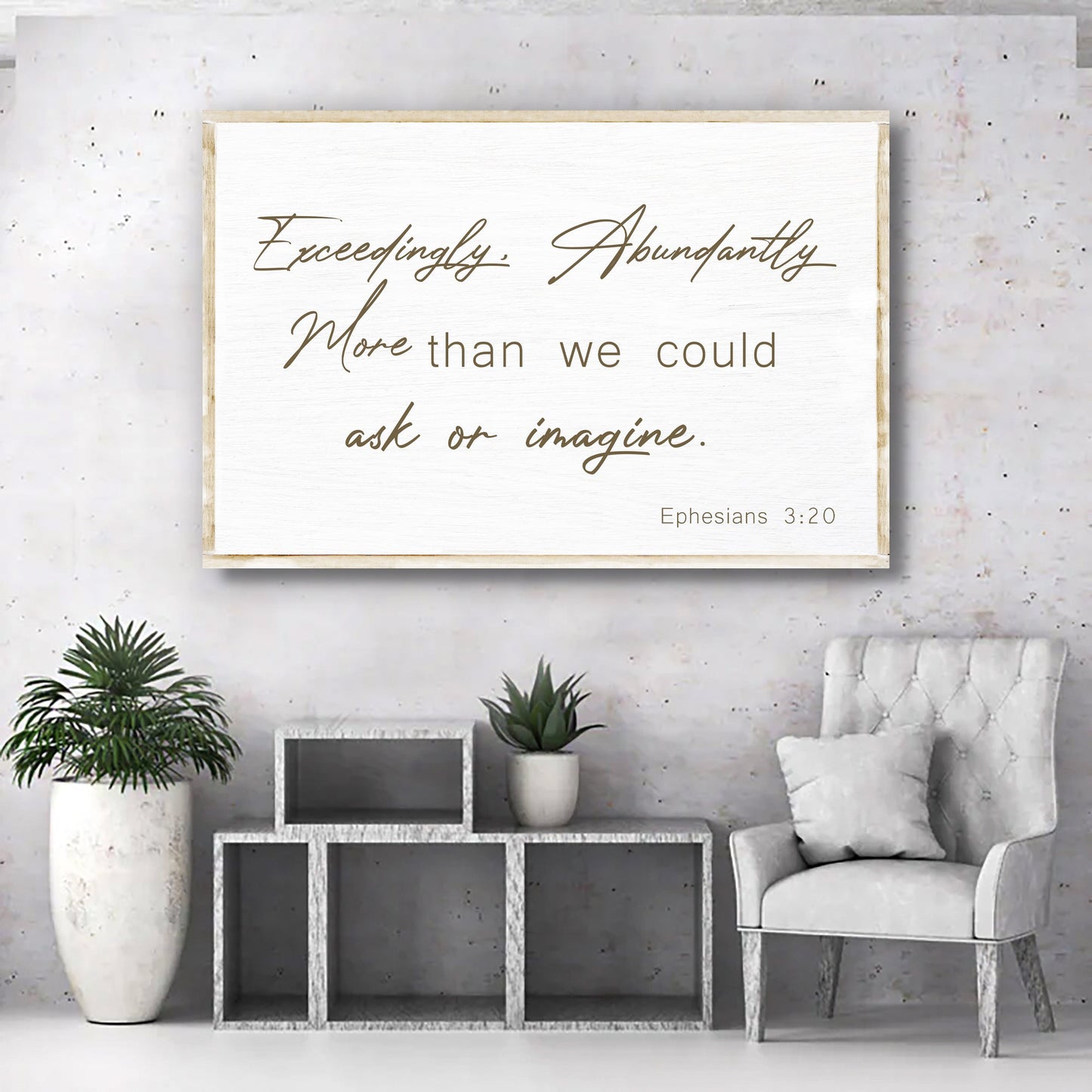 Ephesians 3:20 Farmhouse Faith Canvas Sign