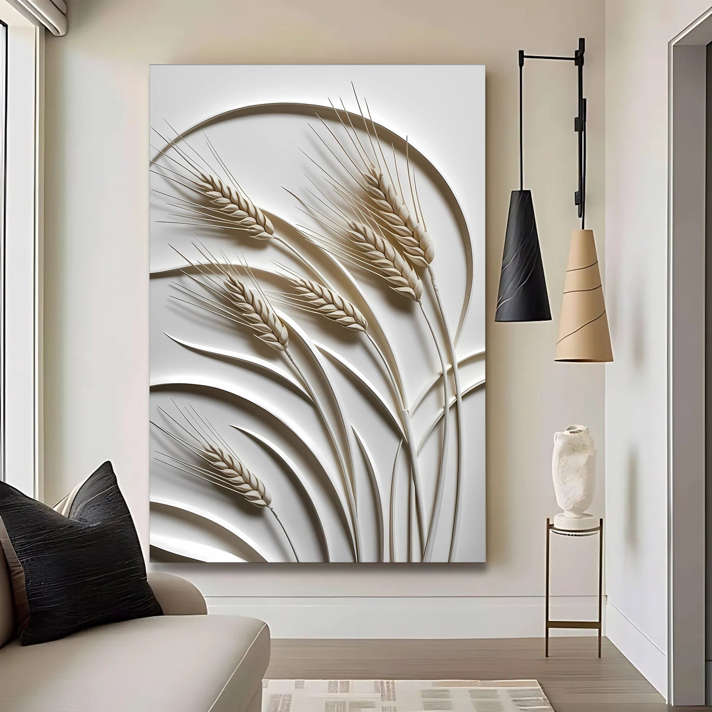3D Minimalist Wheat Canvas Wall Art