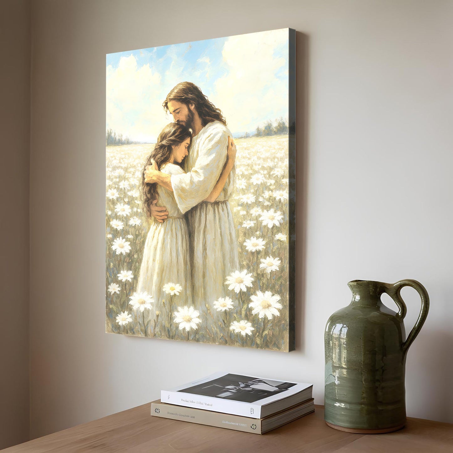 Divine Embrace of Grace Faith Canvas Wall Art