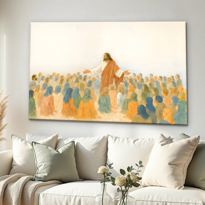 Jesus Speaking to Crowd Faith Canvas Wall Art