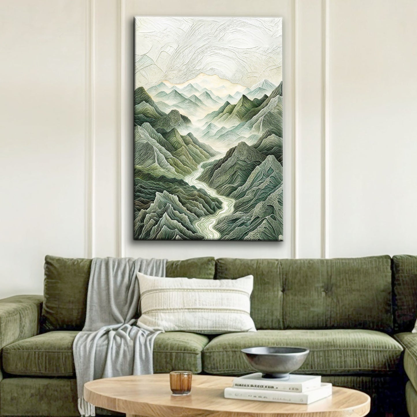 Abstract Mountain And River Landscape Canvas Wall Art