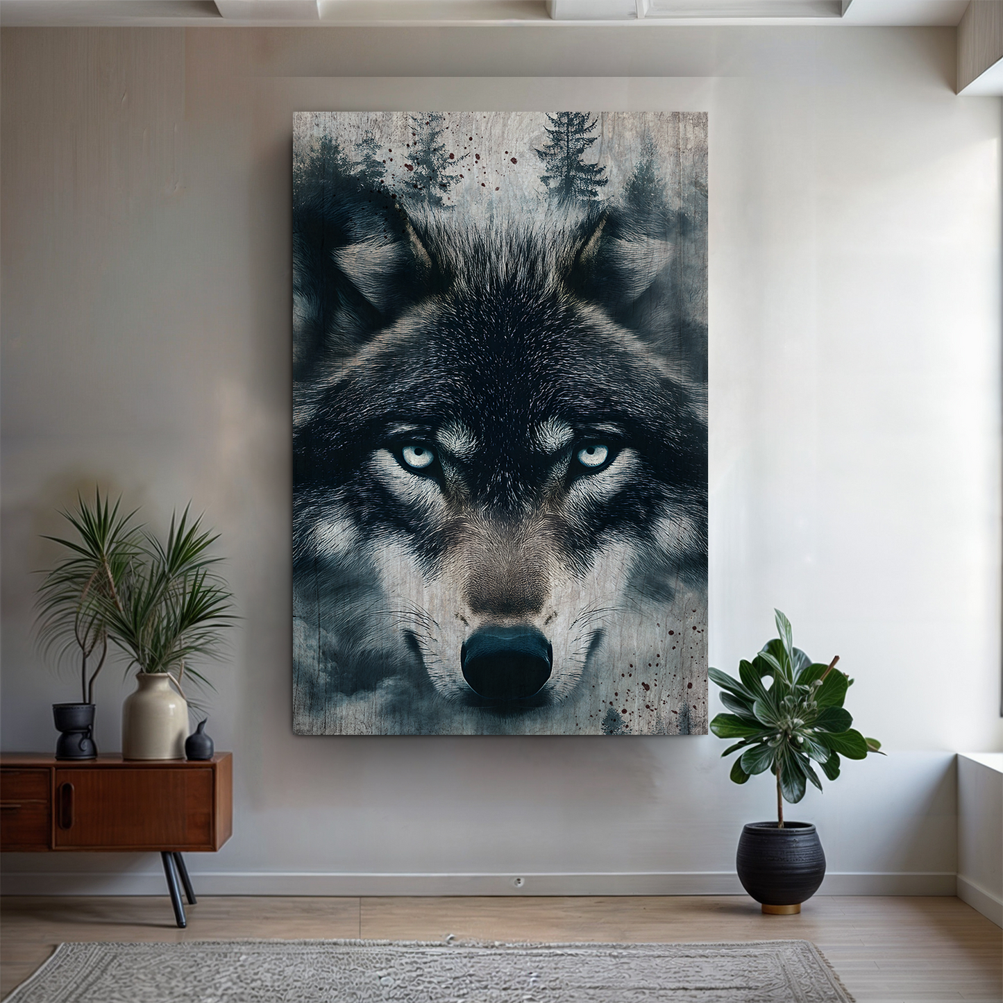 Wolf Double Exposure Canvas Wall Art III