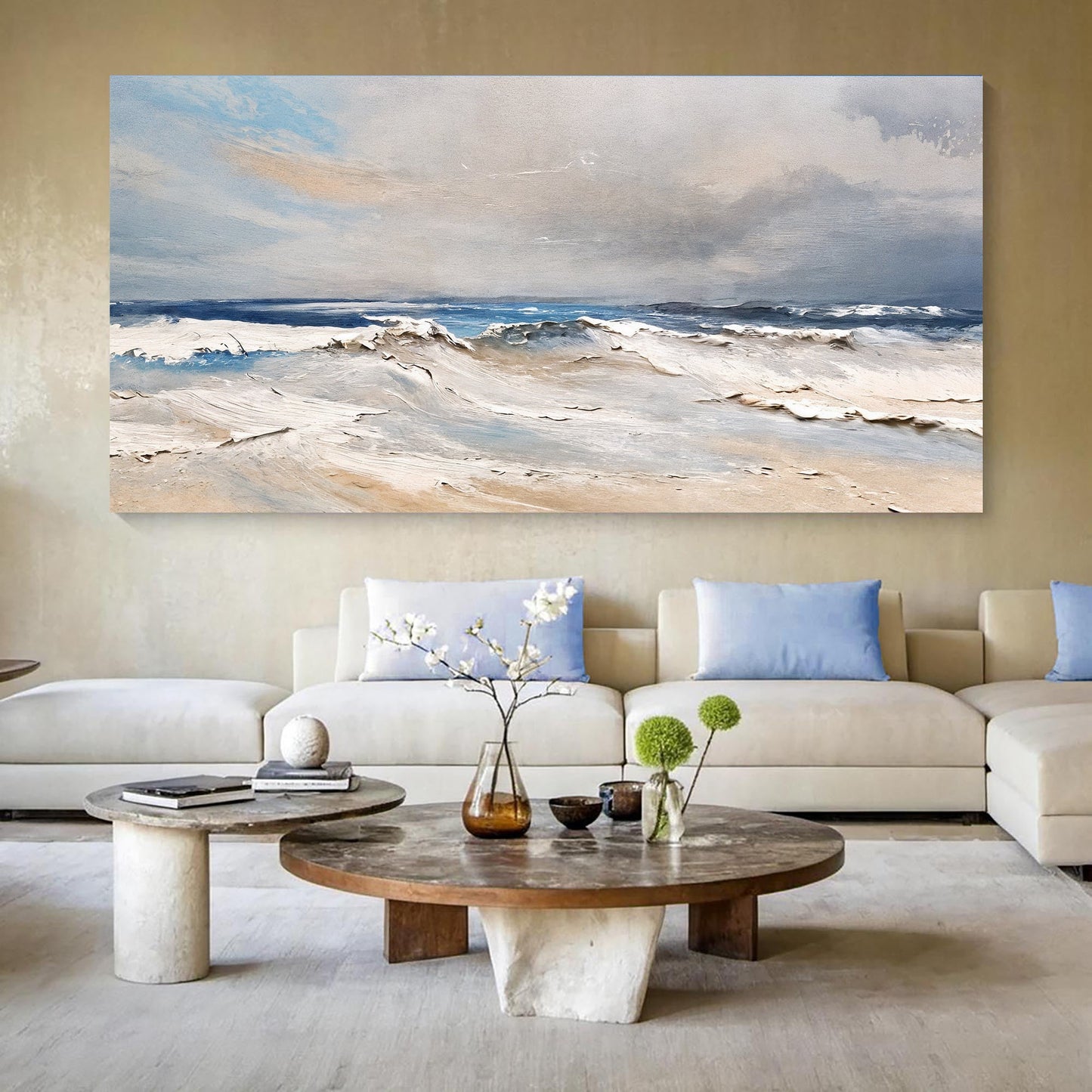 Serene Ocean Wave Coastal Canvas Print