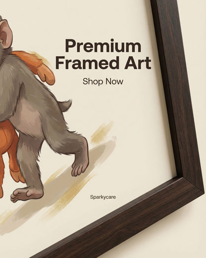 Brave Little One Monkey Poster - Bold Typography Framed Art
