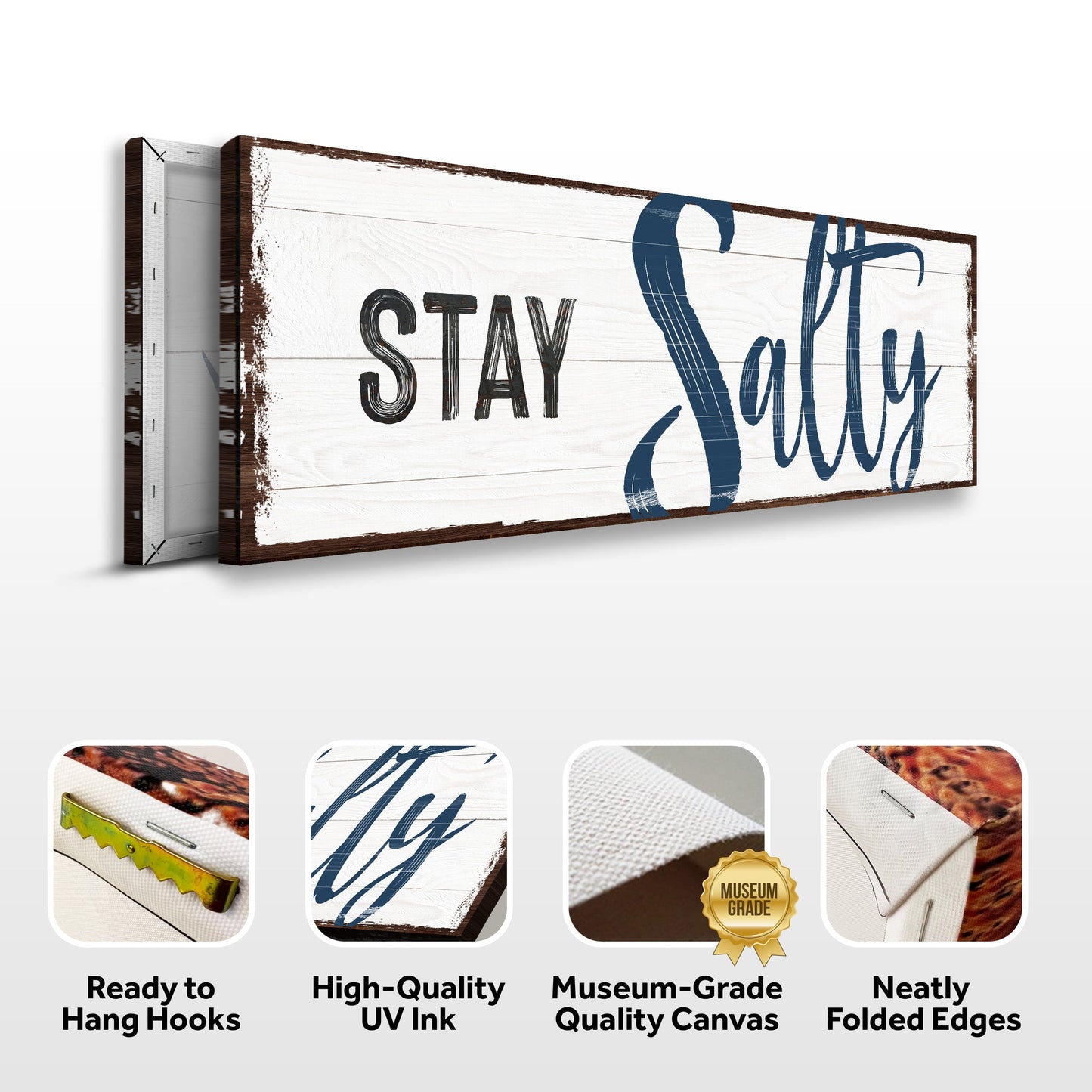 Stay Salty Coastal Nautical Canvas Wall Art