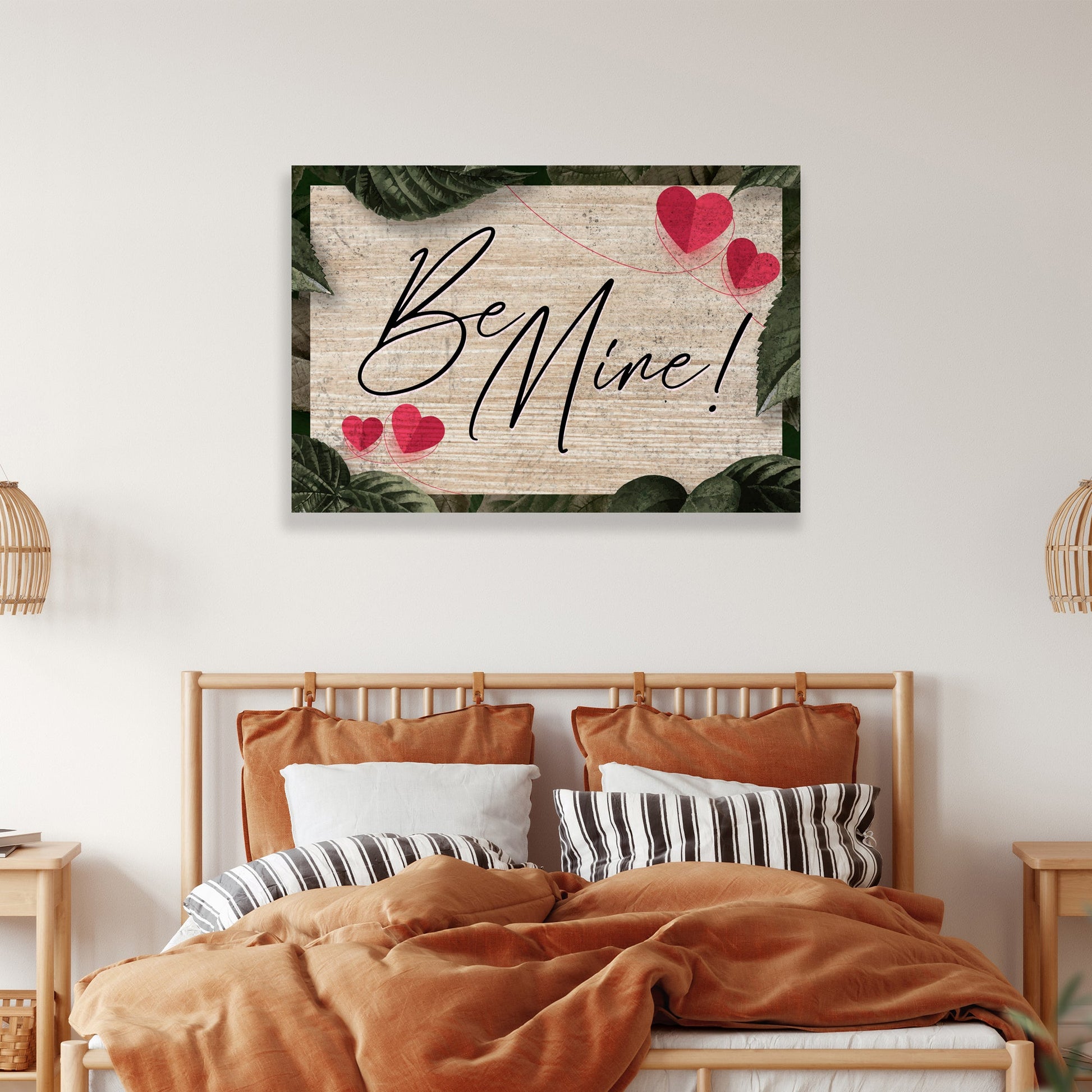 Rustic valentine romance canvas wall art with heartfelt farmhouse-style saying and distressed finish