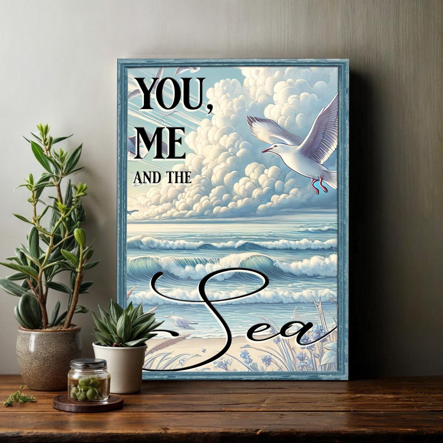 You Me and the Sea ocean canvas wall art for nautical and coastal home decor