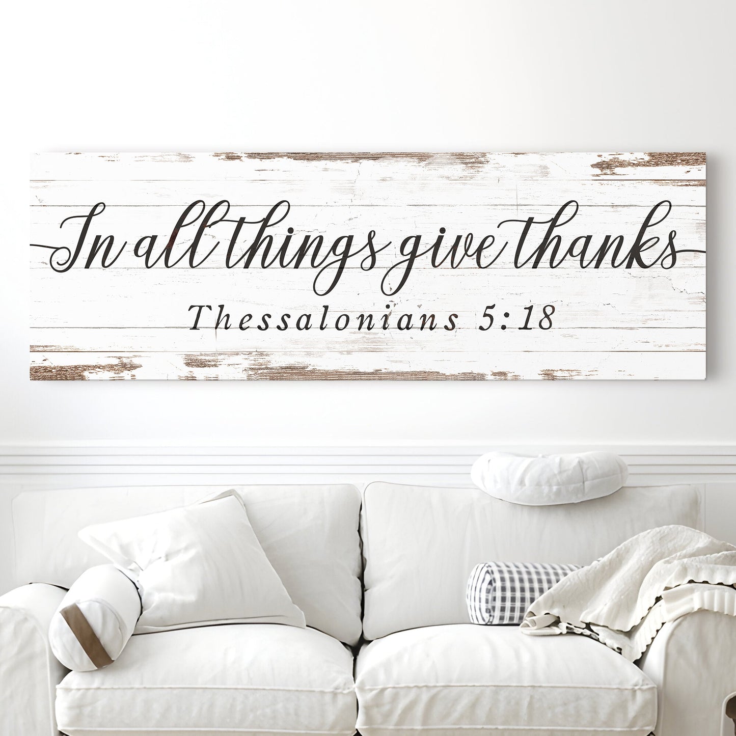 Give Thanks 1 Thessalonians 5:18 Faith Canvas Sign