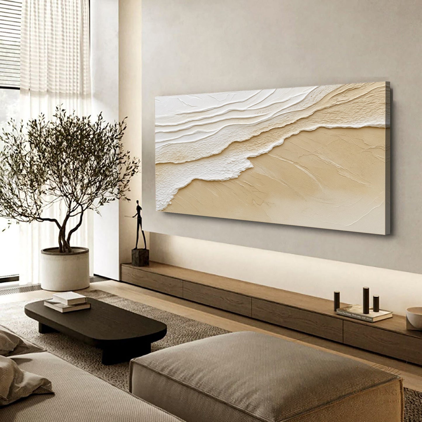 Neutral Ocean Waves Canvas Wall Art