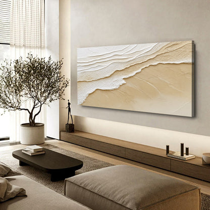 Neutral Ocean Waves Canvas Wall Art