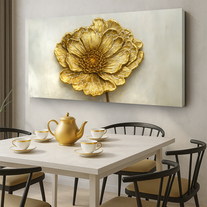 Golden Dandelion Minimalist Abstract Canvas Wall Art II