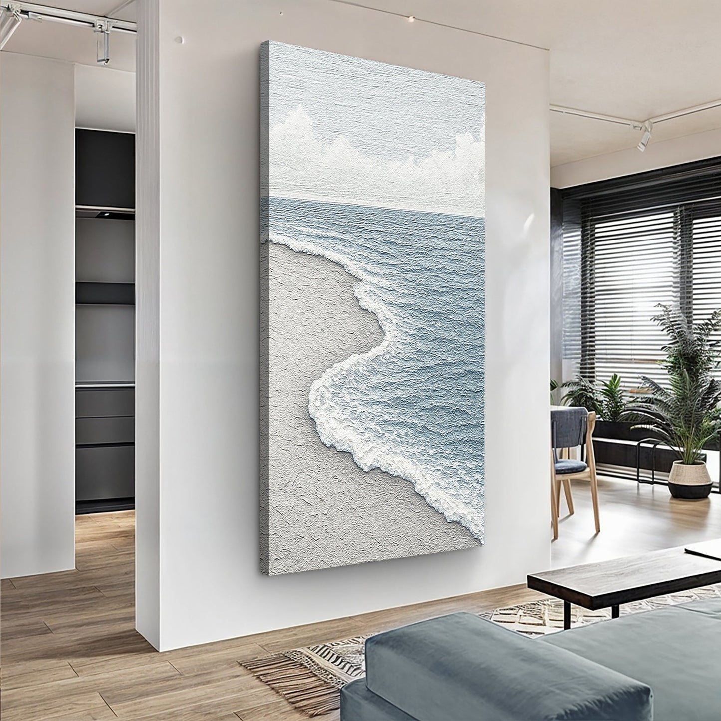 White Waves Abstract Canvas Wall Art