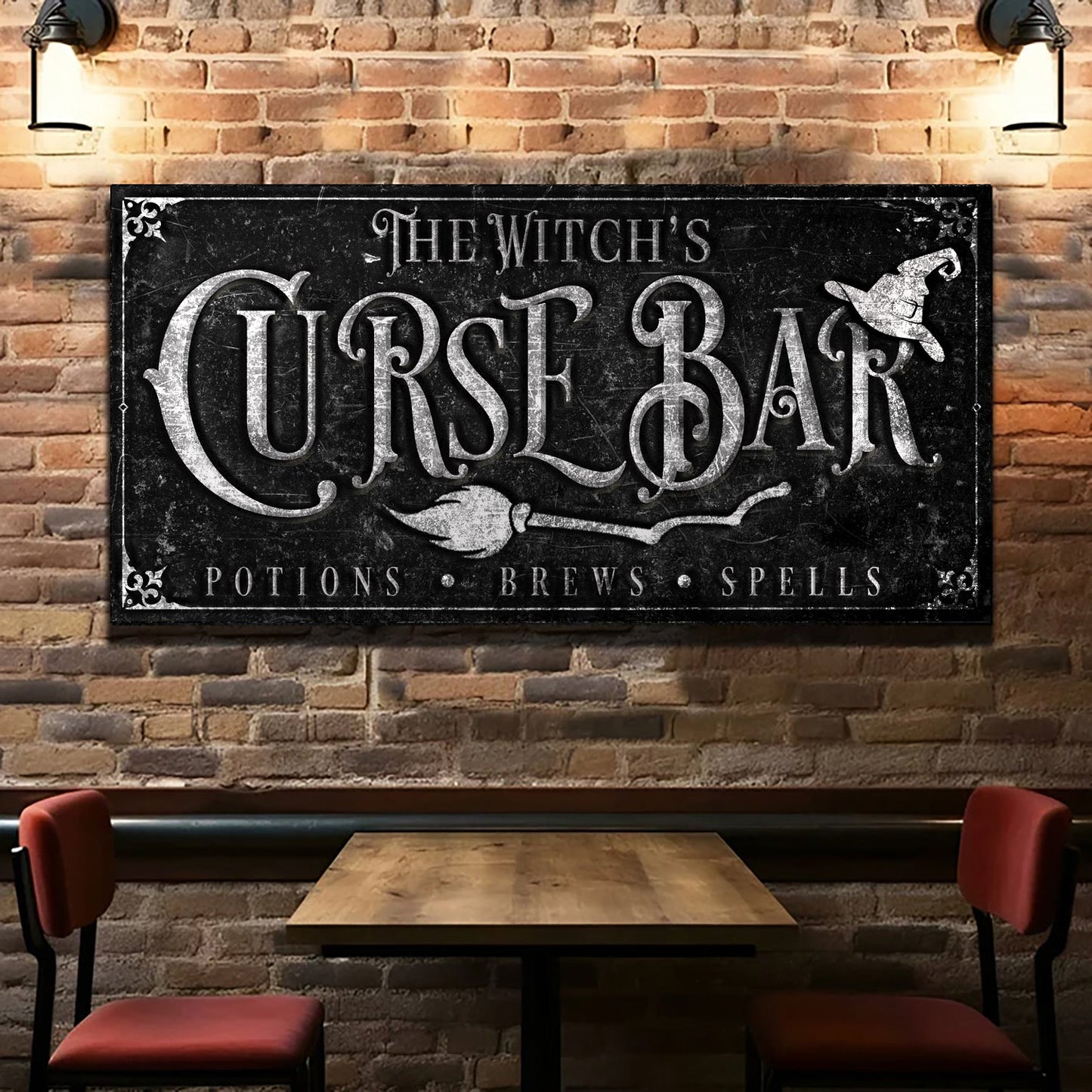 Witch's Curse Bar Halloween Canvas Wall Art