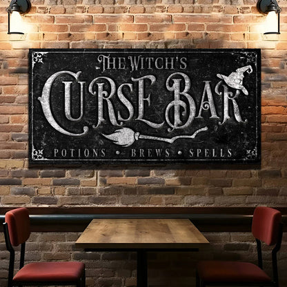 Witch's Curse Bar Halloween Canvas Wall Art