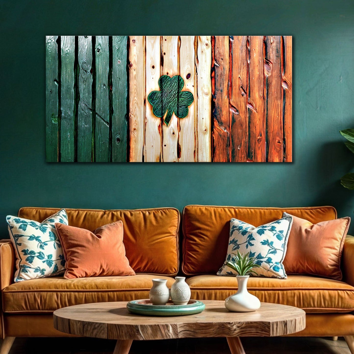Irish Shamrock Flag Canvas Wall Art Vintage
