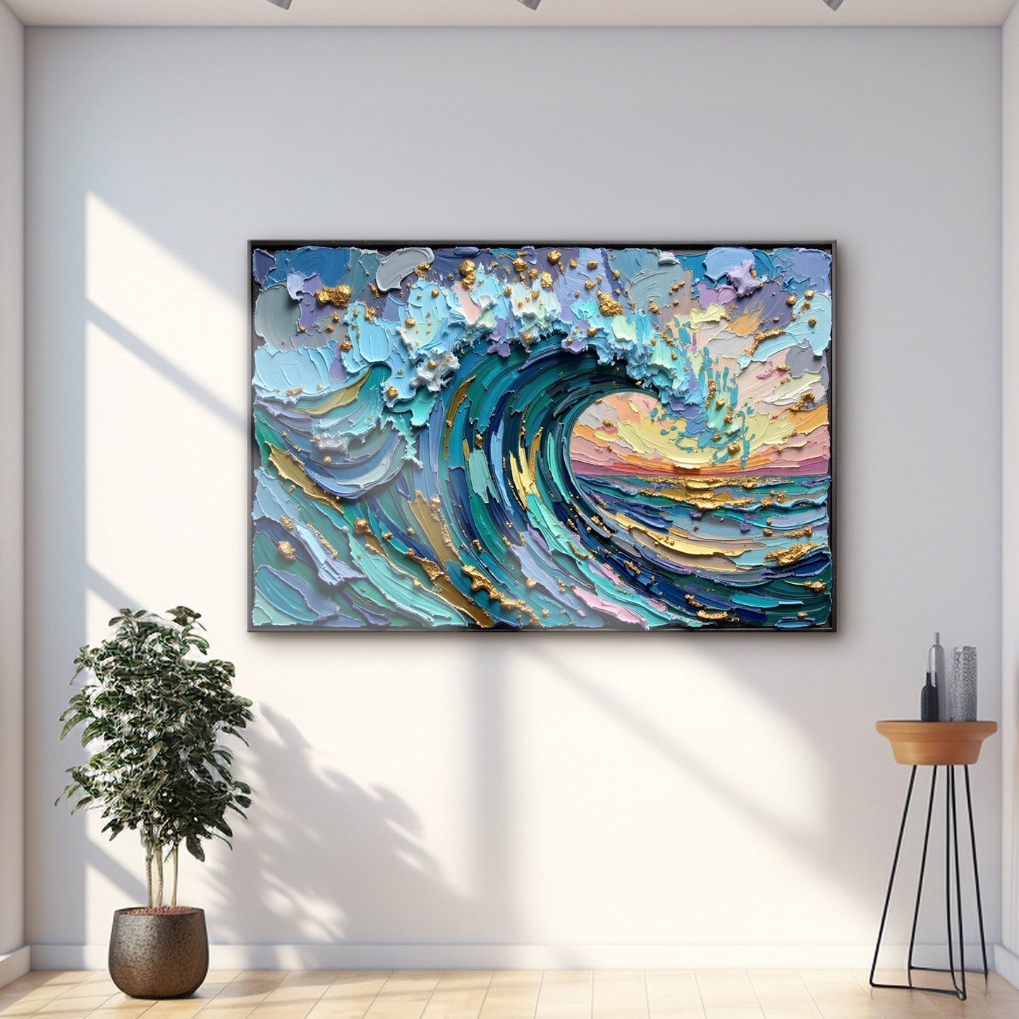 Golden Tide Canvas Wall Art - Coastal Ocean Print