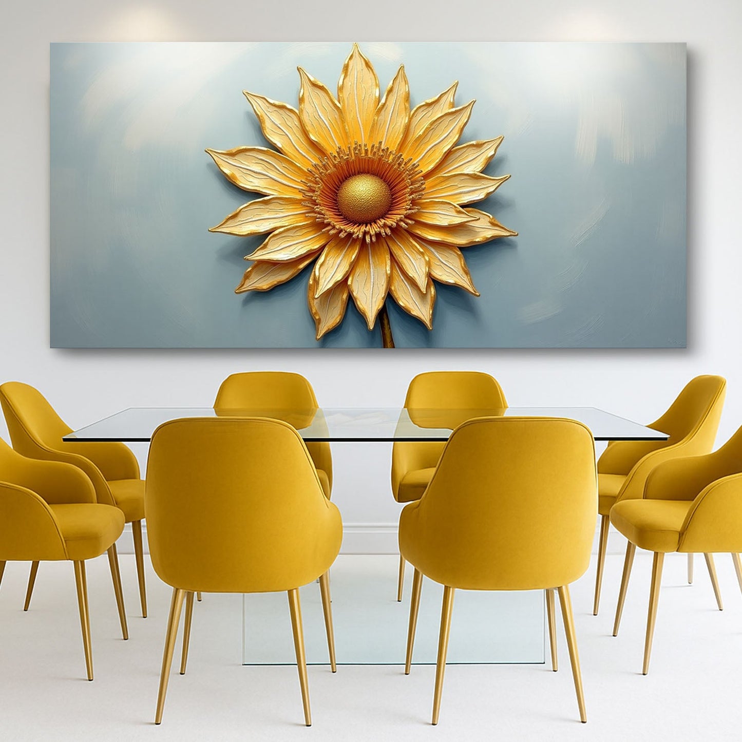 Golden Dandelion Minimalist Canvas Wall Art - Abstract Print