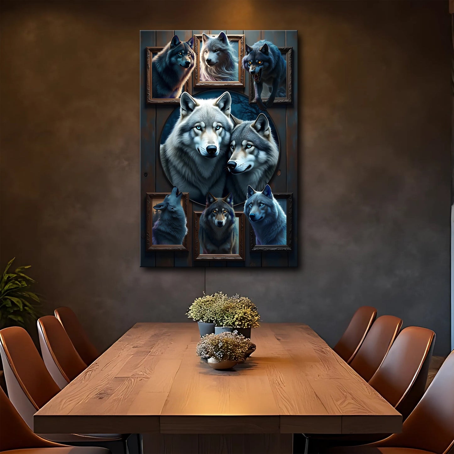 3D Wolf Collage Wall Art Print