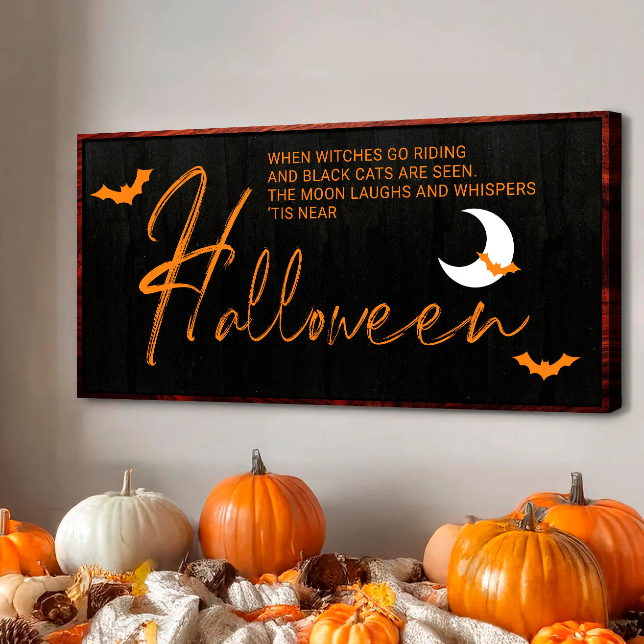 When Witches Go Riding Halloween Canvas Wall Sign