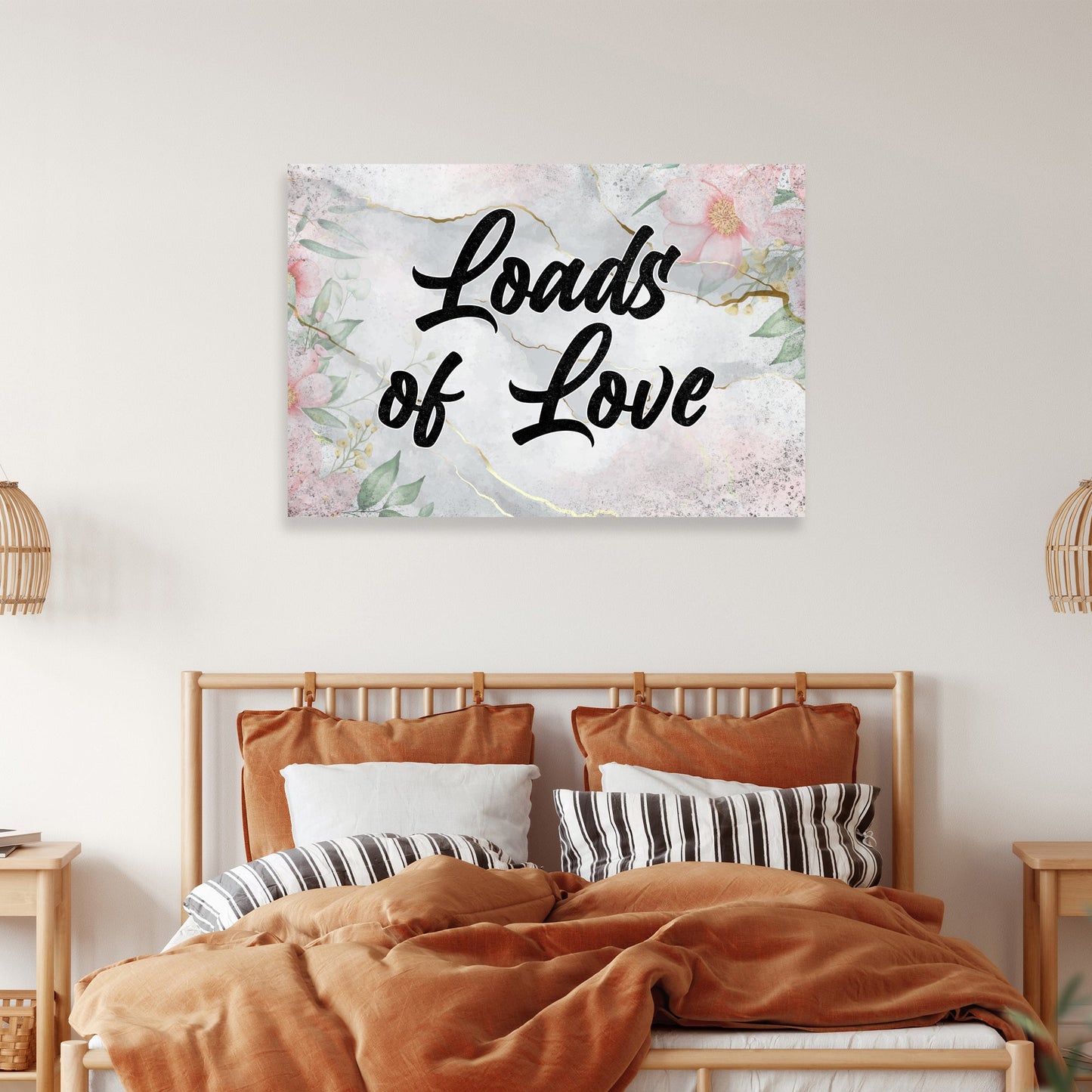 Rustic valentine love saying canvas wall art with distressed romantic design on gallery-wrapped canvas
