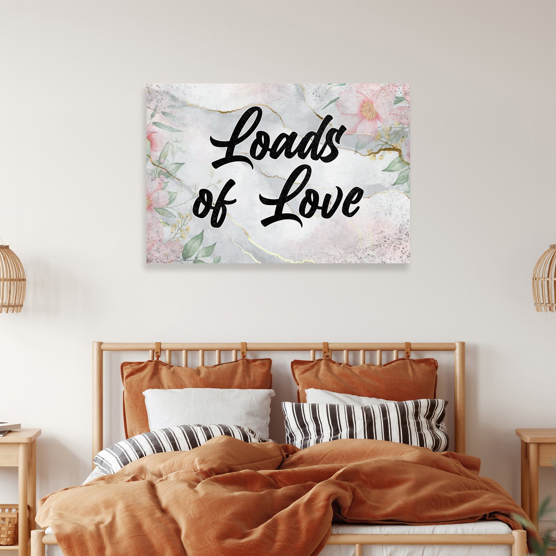 Rustic valentine love saying canvas wall art with distressed romantic design on gallery-wrapped canvas